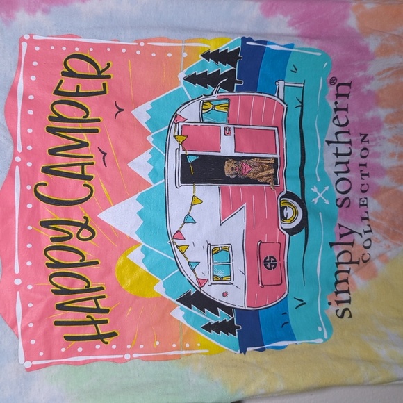 Simply Southern Tie-Dye Happy Camper Graphic T-shirt 100% Cotton Unisex Size M - Picture 5 of 5
